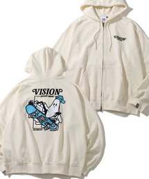 【VISION STREET WEAR/ヴィジョンストリートウェア】Melanchholy Ghost ZIPPK/バックプリント ゴースト ジップパーカー フーディー