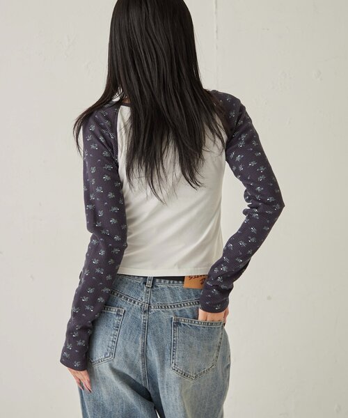 WHO'S WHO gallery（フーズフーギャラリー）の「ワッフルフラワーラグランロゴトップス（Tシャツ/カットソー・レディース・ネイビー/オフホワイト/グレー・FREE）」の16枚目の写真