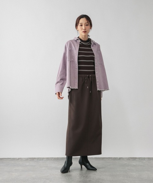 GLOBAL WORK（グローバルワーク）の「GOODデニムカラーシャツ/624975（シャツ/ブラウス・レディース・ピンク/ラベンダー/ベージュ・MEDIUM/LARGE）」の14枚目の写真