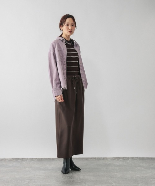 GLOBAL WORK（グローバルワーク）の「GOODデニムカラーシャツ/624975（シャツ/ブラウス・レディース・ピンク/ラベンダー/ベージュ・MEDIUM/LARGE）」の15枚目の写真