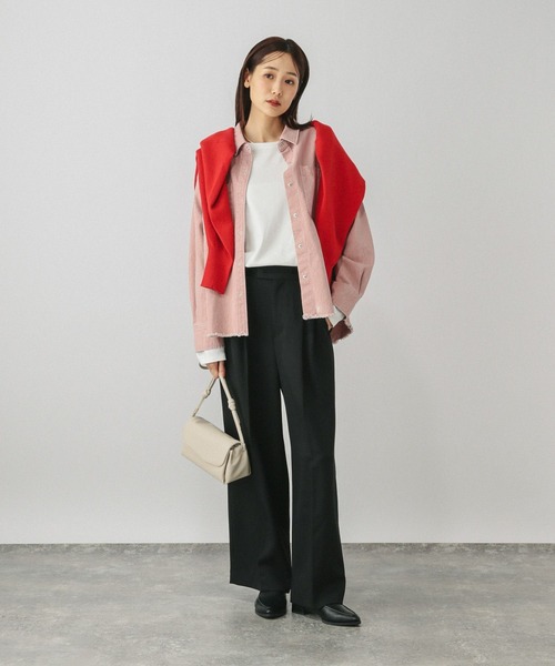 GLOBAL WORK（グローバルワーク）の「GOODデニムカラーシャツ/624975（シャツ/ブラウス・レディース・ピンク/ラベンダー/ベージュ・MEDIUM/LARGE）」の19枚目の写真