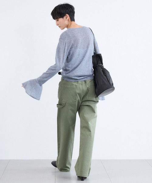 BARNYARDSTORM（バンヤードストーム）の「BARNYARDSTORM / 袖フレアシアーニット（ニット/セーター・レディース・グレー/ブラック/ホワイト・FREE）」の6枚目の写真