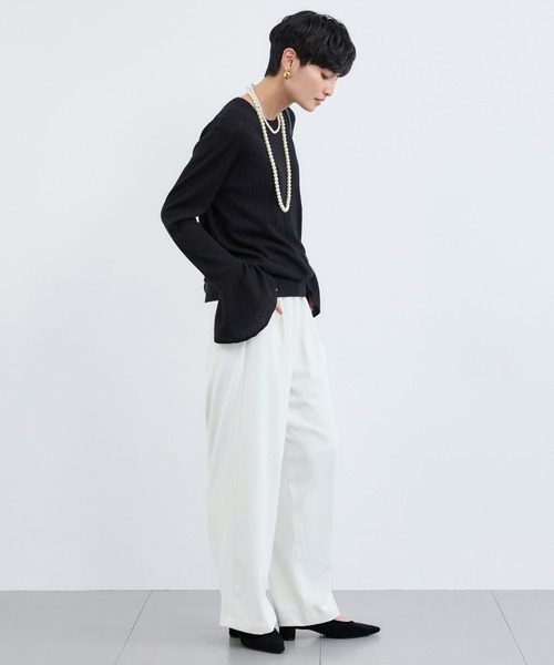 BARNYARDSTORM（バンヤードストーム）の「BARNYARDSTORM / 袖フレアシアーニット（ニット/セーター・レディース・グレー/ブラック/ホワイト・FREE）」の10枚目の写真