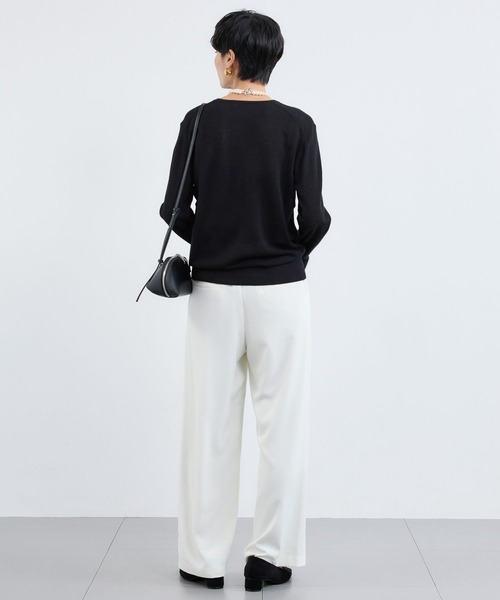 BARNYARDSTORM（バンヤードストーム）の「BARNYARDSTORM / 袖フレアシアーニット（ニット/セーター・レディース・グレー/ブラック/ホワイト・FREE）」の11枚目の写真