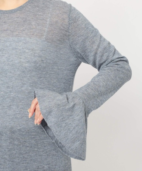 BARNYARDSTORM（バンヤードストーム）の「BARNYARDSTORM / 袖フレアシアーニット（ニット/セーター・レディース・グレー/ブラック/ホワイト・FREE）」の21枚目の写真