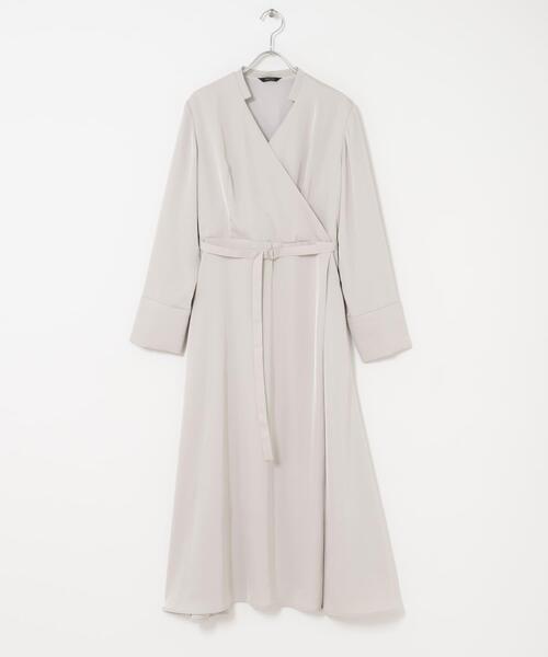 URBAN RESEARCH ROSSO WOMEN（アーバンリサーチ　ロッソ）の「ベルト付カシュクールサテンワンピース（ワンピース・レディース・グレー系その他/ネイビー・FREE）」の13枚目の写真