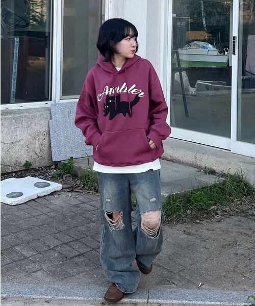 ambler(エムブラー)の「ブラックキャット 男女共用 フードパーカー AHP1114 (ブラック)(パーカー・レディース・その他・S/M/L)」の7枚目の写真
