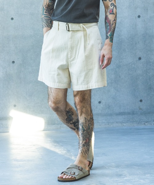 MR.OLIVE（ミスターオリーブ）の「RINSE WASH 8oz DENIM / BELTED SHORTS /M261132（デニムパンツ・メンズ・ナチュラル/ブラック/インディゴブルー・MEDIUM/LARGE）」の2枚目の写真