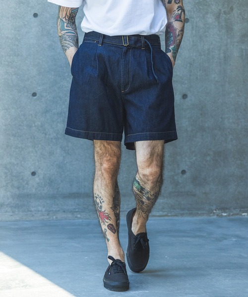 MR.OLIVE（ミスターオリーブ）の「RINSE WASH 8oz DENIM / BELTED SHORTS /M261132（デニムパンツ・メンズ・ナチュラル/ブラック/インディゴブルー・MEDIUM/LARGE）」の4枚目の写真
