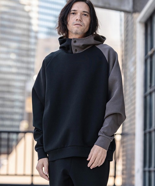 CAMBIO(カンビオ)の「mpa4038-Cardboard Knit One Arm Pull Parka パーカー(S63726cmb)(パーカー・メンズ・ブラック/グレー/グレイッシュベージュ/チャコール・S/M/L)」の1枚目の写真