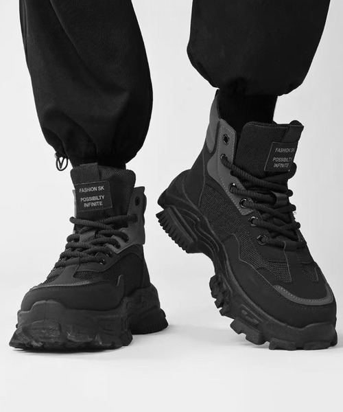 WESTBOY(ウエストボーイ)の「4.5cm ボリューム レースアップバイカラー ハイカットスニーカーブーツ WO25W16SH19(ブーツ・メンズ・ブラウン/ブラック・44/43/42/41)」の3枚目の写真