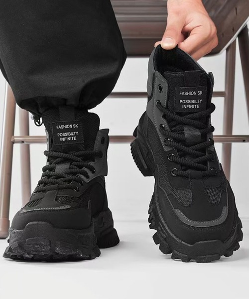 WESTBOY(ウエストボーイ)の「4.5cm ボリューム レースアップバイカラー ハイカットスニーカーブーツ WO25W16SH19(ブーツ・メンズ・ブラウン/ブラック・44/43/42/41)」の4枚目の写真