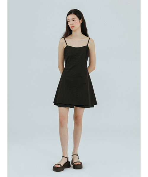 Slip Flare Layered Mini Dress Black（ワンピース）｜ETMON（エトモン