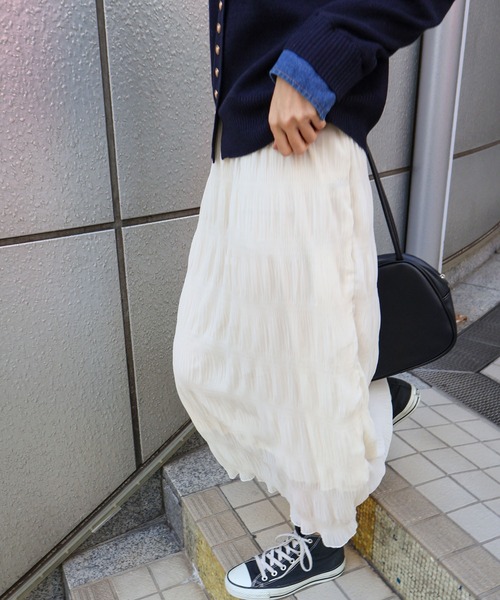 SpRay(スプレイ)の「マジョリカプリーツスカート(スカート・レディース・アイボリー/ブラック・FREE)」の7枚目の写真