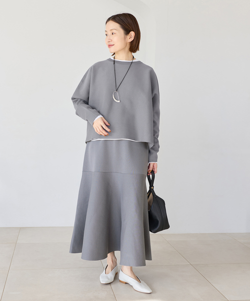 IENA（イエナ）の「《新色/追加》ファインコットンスムースプルオーバー（ニット/セーター・レディース・チャコールグレー/ホワイト/ピンク・FREE）」の4枚目の写真