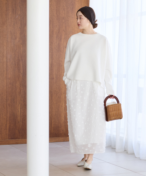 IENA（イエナ）の「《新色/追加》ファインコットンスムースプルオーバー（ニット/セーター・レディース・チャコールグレー/ホワイト/ピンク・FREE）」の5枚目の写真