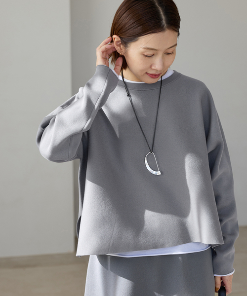 IENA（イエナ）の「《新色/追加》ファインコットンスムースプルオーバー（ニット/セーター・レディース・チャコールグレー/ホワイト/ピンク・FREE）」の8枚目の写真