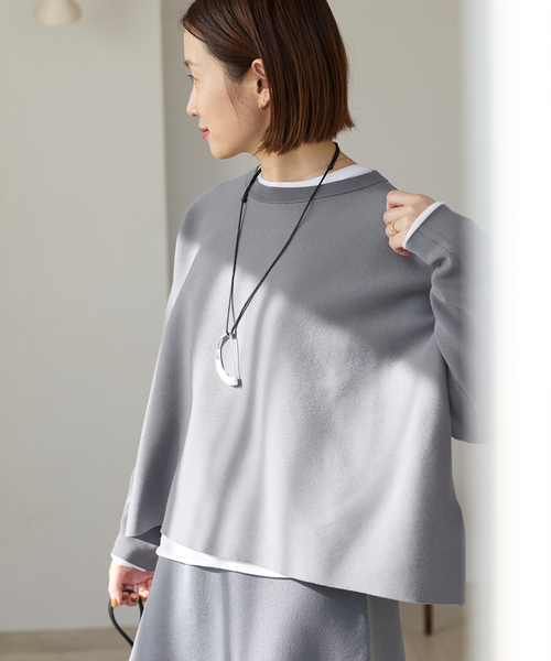 IENA（イエナ）の「《新色/追加》ファインコットンスムースプルオーバー（ニット/セーター・レディース・チャコールグレー/ホワイト/ピンク・FREE）」の11枚目の写真