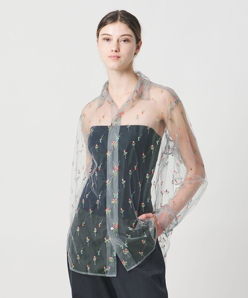 LOEFF（ロエフ）の「＜LOEFF＞フラワー チュール シャツ（シャツ/ブラウス・レディース・グレー・FREE）」の2枚目の写真