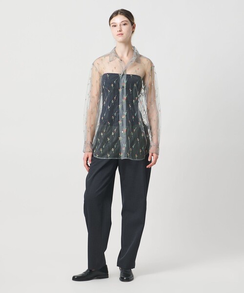 LOEFF（ロエフ）の「＜LOEFF＞フラワー チュール シャツ（シャツ/ブラウス・レディース・グレー・FREE）」の5枚目の写真