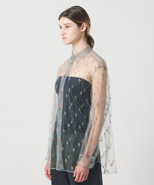 LOEFF（ロエフ）の「＜LOEFF＞フラワー チュール シャツ（シャツ/ブラウス・レディース・グレー・FREE）」の7枚目の写真