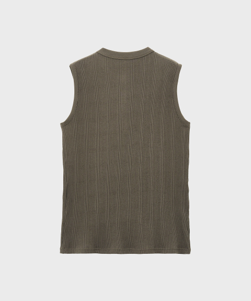 NOIRER（ノイア）の「マルチリブヘンリーネックスリーブレス（ブラウン）（Tシャツ/カットソー・メンズ・その他・48/50）」の3枚目の写真