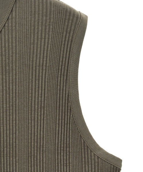 NOIRER（ノイア）の「マルチリブヘンリーネックスリーブレス（ブラウン）（Tシャツ/カットソー・メンズ・その他・48/50）」の5枚目の写真