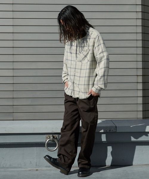 REMI RELIEF（レミレリーフ）の「REMI RELIEF/レミレリーフ レーヨンツイルチェックシャツ 2026年春夏（シャツ/ブラウス・メンズ・オフホワイト/サックスブルー/ライトピンク・M/L）」の14枚目の写真