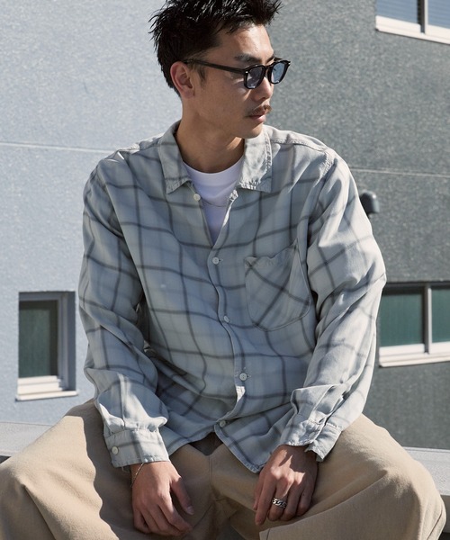 REMI RELIEF（レミレリーフ）の「REMI RELIEF/レミレリーフ レーヨンツイルチェックシャツ 2026年春夏（シャツ/ブラウス・メンズ・オフホワイト/サックスブルー/ライトピンク・M/L）」の17枚目の写真