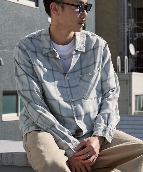 REMI RELIEF（レミレリーフ）の「REMI RELIEF/レミレリーフ レーヨンツイルチェックシャツ 2026年春夏（シャツ/ブラウス・メンズ・オフホワイト/サックスブルー/ライトピンク・M/L）」の20枚目の写真