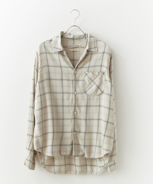 REMI RELIEF（レミレリーフ）の「REMI RELIEF/レミレリーフ レーヨンツイルチェックシャツ 2026年春夏（シャツ/ブラウス・メンズ・オフホワイト/サックスブルー/ライトピンク・M/L）」の4枚目の写真