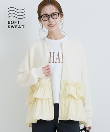 coca（coca） | ソフトスウェット異素材フリルパーカー | セレモニー オフィス ママスーツ フォーマルウェア スーツ 卒業式(パーカー)