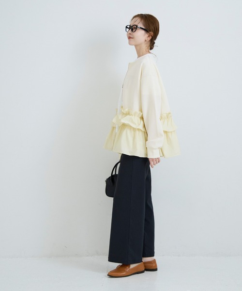 coca(coca)(コカ)の「ソフトスウェット異素材フリルパーカー | セレモニー オフィス ママスーツ フォーマルウェア スーツ 卒業式(パーカー・レディース・アイボリー/ブラック・M/L)」の10枚目の写真