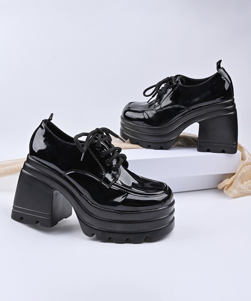 MAISON SELECT(メゾンセレクト)の「1D71-SZ 厚底 チャンキーヒール レースアップシューズ(ブーツ・レディース・ブラック・40/38/36)」の6枚目の写真