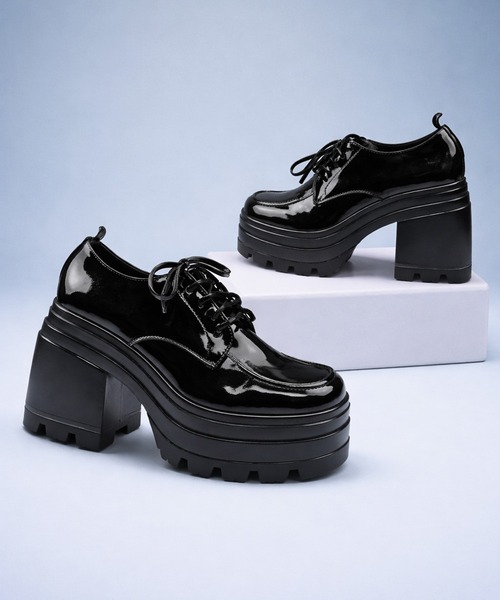 MAISON SELECT(メゾンセレクト)の「1D71-SZ 厚底 チャンキーヒール レースアップシューズ(ブーツ・レディース・ブラック・40/38/36)」の15枚目の写真