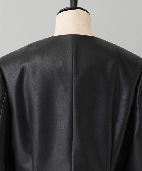 A part by（アパートバイ）の「Fレザーショートジャケット（ノーカラージャケット・レディース・ベージュ系その他/ブラック・FREE）」の10枚目の写真