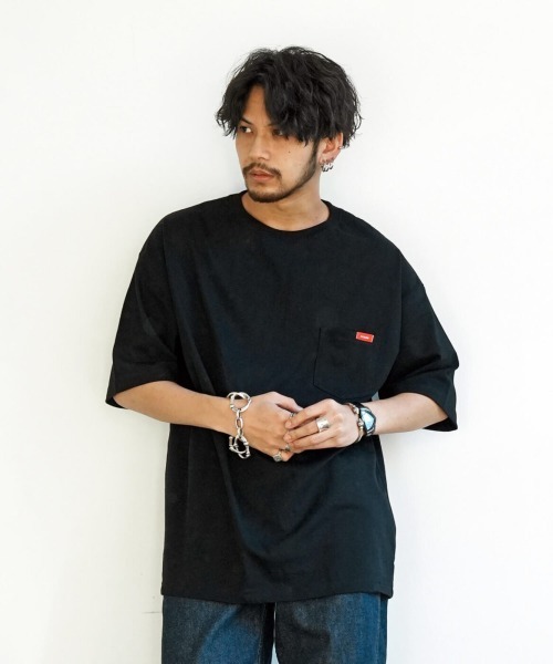 Leyline(レイライン)の「【Leyline】ビッグシルエットポケットTシャツ/bs pocket tee(Tシャツ/カットソー・メンズ・ブラック/カーキ/ベージュ/ホワイト・M/L/XL)」の1枚目の写真