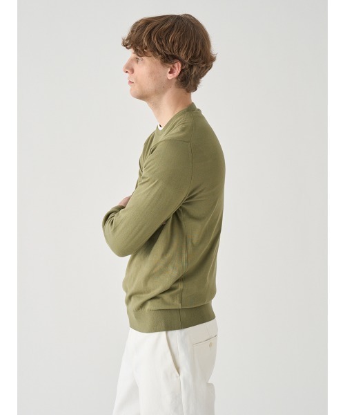 JOHN SMEDLEY(ジョンスメドレー)の「クルーネック長袖コットンニットプルオーバー(ニット/セーター・メンズ・グリーン系1・M/S/L)」の3枚目の写真
