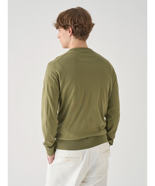 JOHN SMEDLEY(ジョンスメドレー)の「クルーネック長袖コットンニットプルオーバー(ニット/セーター・メンズ・グリーン系1・M/S/L)」の4枚目の写真