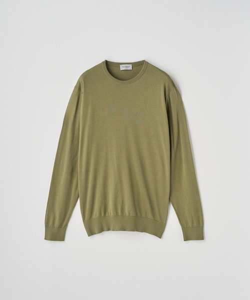JOHN SMEDLEY(ジョンスメドレー)の「クルーネック長袖コットンニットプルオーバー(ニット/セーター・メンズ・グリーン系1・M/S/L)」の2枚目の写真