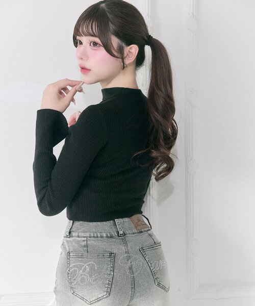 OLIVE des OLIVE（オリーブデオリーブ）の「【Belle Charme】Choker Design Rib Knit（ニット/セーター・レディース・ベージュ/ブラック/トップグレー・FREE）」の17枚目の写真