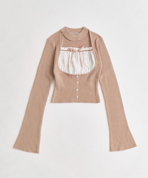 OLIVE des OLIVE（オリーブデオリーブ）の「【Belle Charme】Choker Design Rib Knit（ニット/セーター・レディース・ベージュ/ブラック/トップグレー・FREE）」の13枚目の写真