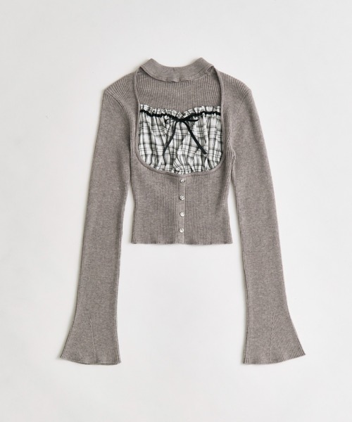 OLIVE des OLIVE（オリーブデオリーブ）の「【Belle Charme】Choker Design Rib Knit（ニット/セーター・レディース・ベージュ/ブラック/トップグレー・FREE）」の14枚目の写真