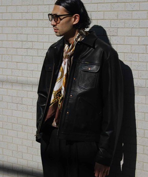 Lee(リー)の「Wrangler/ラングラー 24MJZ LEATHER【ゴートレザー】/ジャケット(その他アウター・メンズ・ブラック・SMALL/MEDIUM/LARGE/X-LARGE)」の4枚目の写真