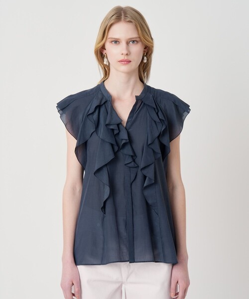 ANAYI(アナイ)の「ライトローンラッフル ブラウス(シャツ/ブラウス・レディース・ホワイト/ミント/ネイビー/コーラル・38/36)」の5枚目の写真