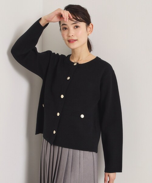 ITS'DEMO（イッツデモ）の「【花粉防止／手洗い可】ニットジャケット（ノーカラージャケット・レディース・グレー/アイボリー/ブラック/ピンク・00）」の2枚目の写真