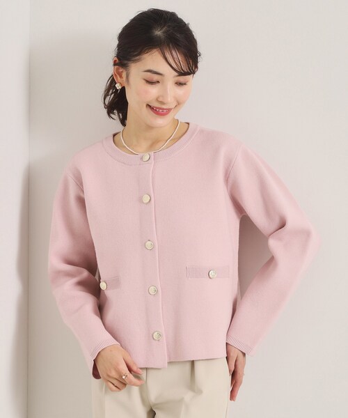 ITS'DEMO（イッツデモ）の「【花粉防止／手洗い可】ニットジャケット（ノーカラージャケット・レディース・グレー/アイボリー/ブラック/ピンク・00）」の12枚目の写真