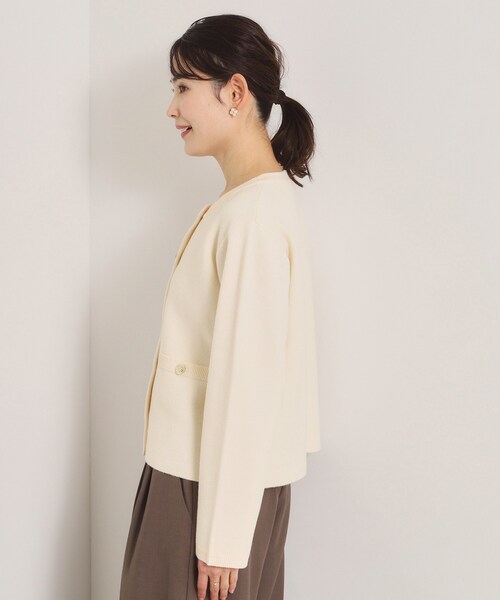 ITS'DEMO（イッツデモ）の「【花粉防止／手洗い可】ニットジャケット（ノーカラージャケット・レディース・グレー/アイボリー/ブラック/ピンク・00）」の17枚目の写真