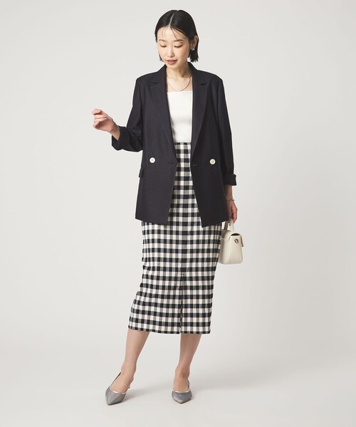 green label relaxing（グリーンレーベルリラクシング）の「［size SHORTあり］Daily Chic カラミ タイト スカート マシンウォッシャブル（スカート・レディース・ブラウン/その他1/ブラック・38/36/SHORT/40）」の7枚目の写真