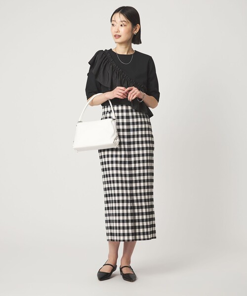 green label relaxing（グリーンレーベルリラクシング）の「［size SHORTあり］Daily Chic カラミ タイト スカート マシンウォッシャブル（スカート・レディース・ブラウン/その他1/ブラック・38/36/SHORT/40）」の8枚目の写真
